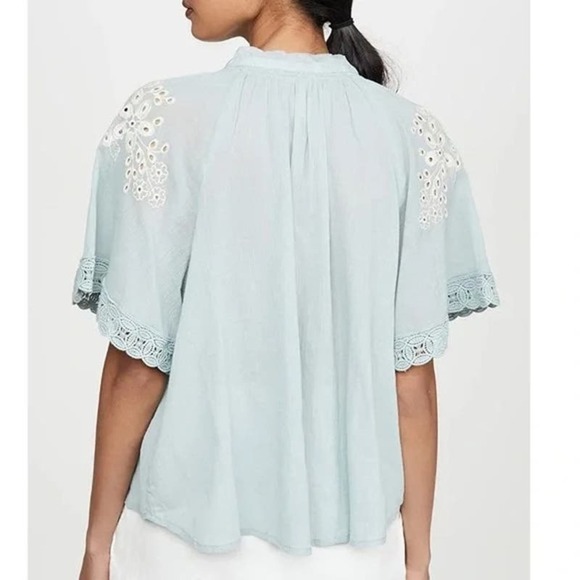 CHELSEA & THEODORE Floral Eyelet Embroidered Blouse Sz Small - Picture 3 of 6